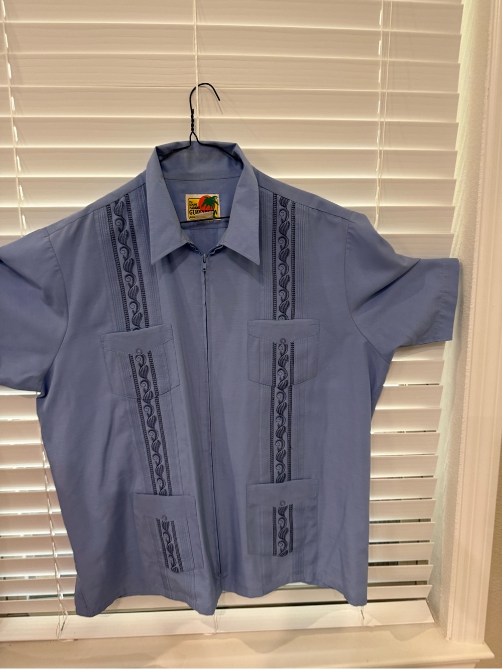 The genuine haband guayabera Embroidered Men's Shirt - Blue xxl